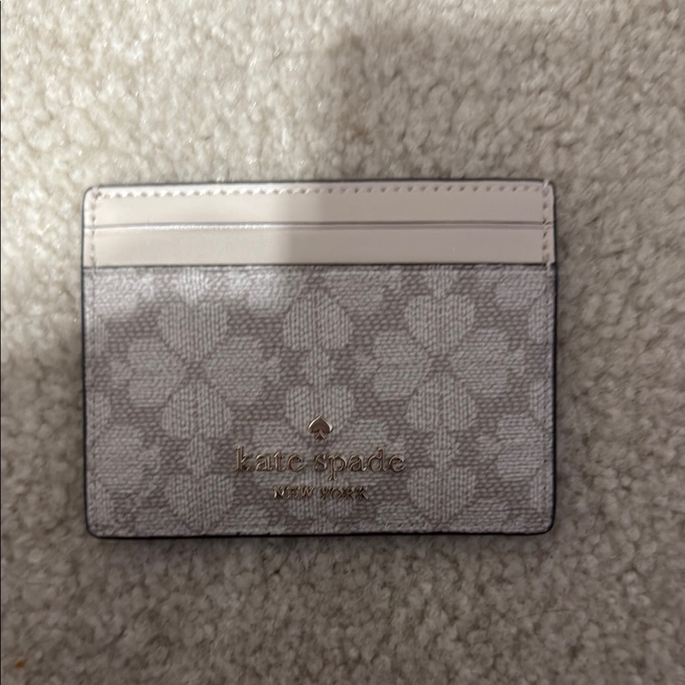 Kate Spade Cream and Gray Floral Card Holder